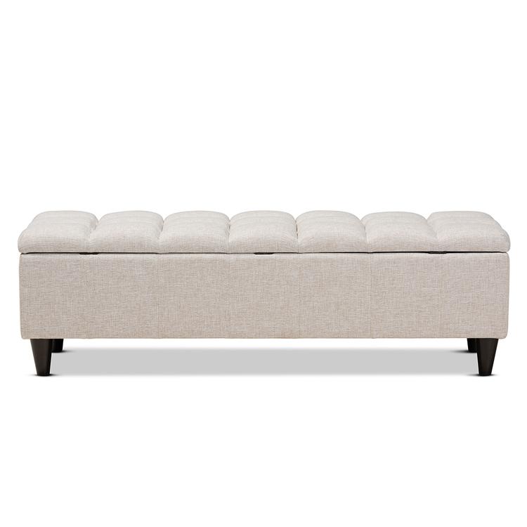 Baxton Brette Mid-Century Upholstered Storage Bench Ottoman