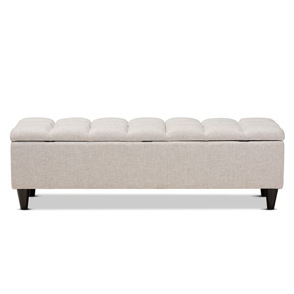 Baxton Brette Mid-Century Upholstered Storage Bench Ottoman