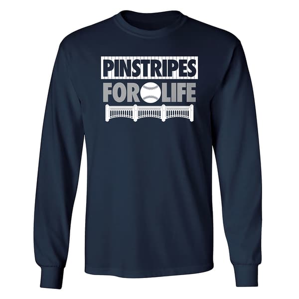 Mens Tailgate NY Pinstripes For Life Long Sleeve Tee - image 