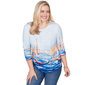 Petite Alfred Dunner Port Side 3/4 Sleeve Harbor Scene Blouse - image 2