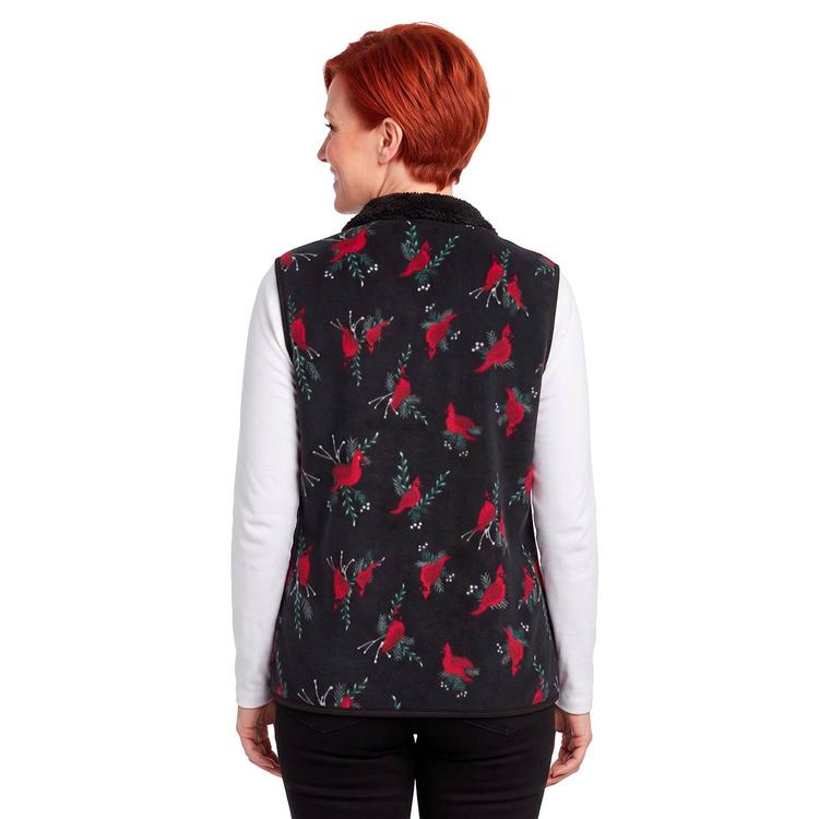 Petite Hasting & Smith Cardinals Vest with Sherpa Trim
