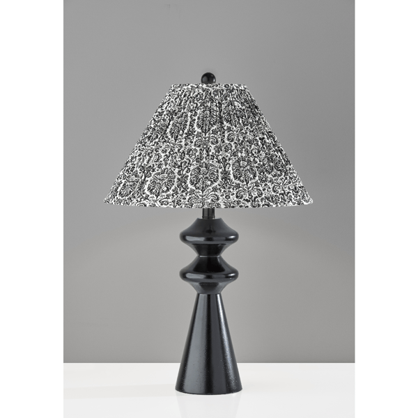 Adesso Dahlia Large Table Lamp with Navy/White Fabric Shade