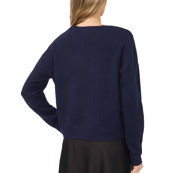Womens Cece Long Sleeve V-Neck Front Bow Sweater