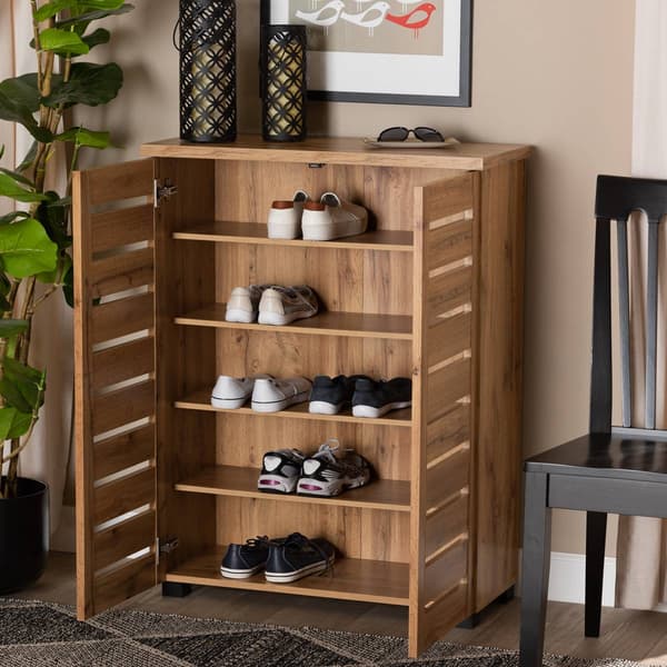 Baxton Studio Adalwin Oak Brown Wood 2-Door Shoe Storage Cabinet