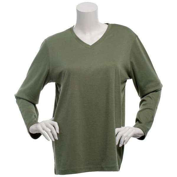 Womens Hasting & Smith Solid Long Sleeve V-Neck Tee