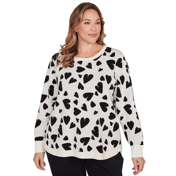 Plus Size Emaline Dusted Petals Long Sleeve Crew Neck Sweater - image 