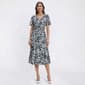 Womens Luxology Short Sleeve V Neck Leaf Smocked Midi Dress - image 1