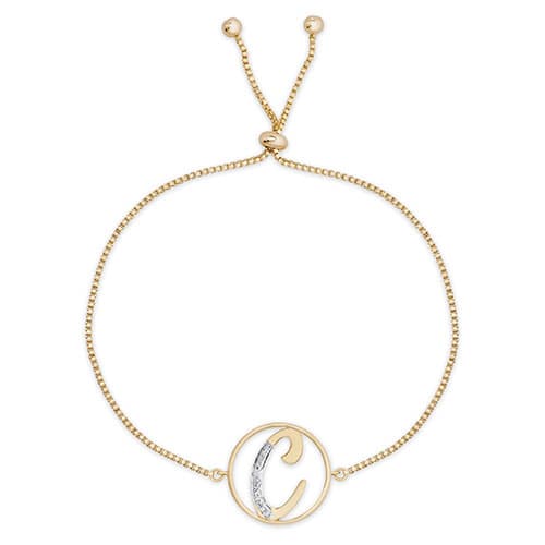 Accents by Gianni Argento Diamond Plated Initial C Gold Bracelet - image 