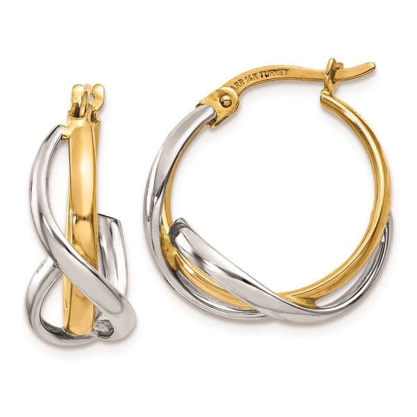 Gold Classics&#40;tm&#41; 14kt. Two-Tone 20x5mm Twist Hoop Earrings - image 