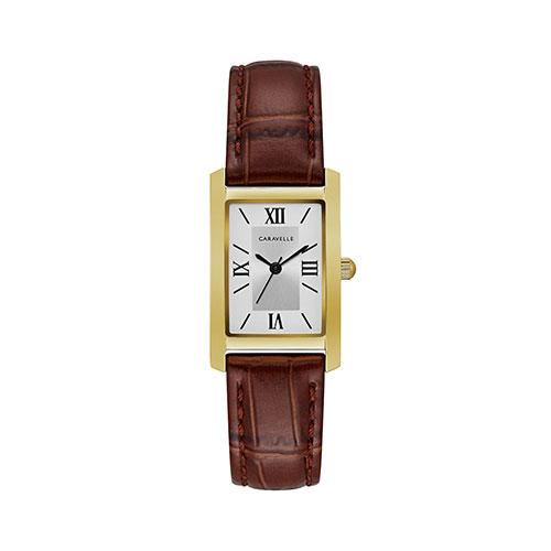 Womens Rectangular Brown Strap Watch - 44L234