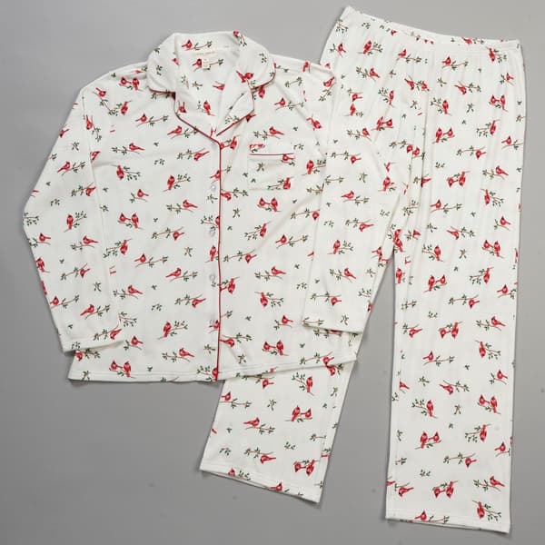 Womens Laura Ashley&#40;R&#41; Winter Cardinal Velvet Fleece Pajama Set
