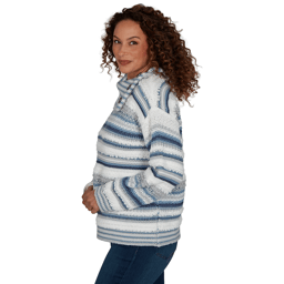 Womens Skye’s the Limit Icy Blue Sparkle Stripe Sweater