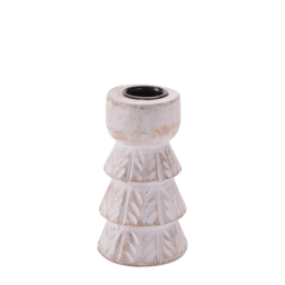 Melrose White Washed Wood Taper Candle Holder - Set of 2