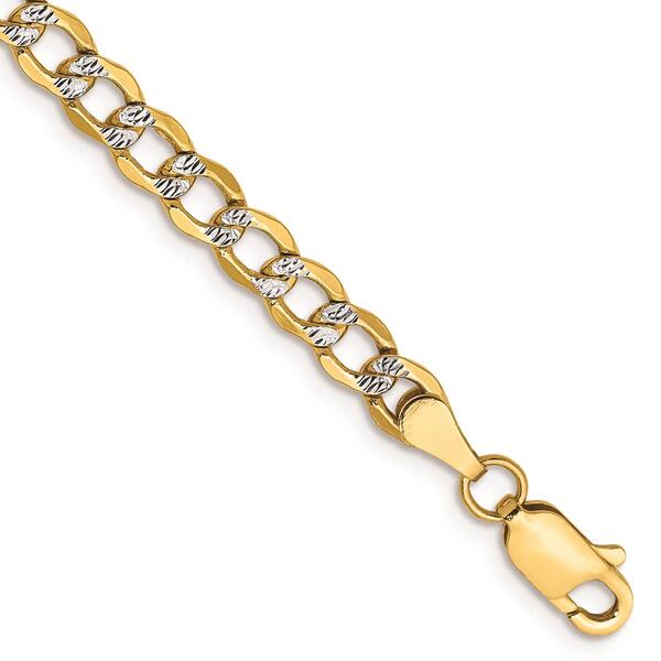 Gold Classics&#40;tm&#41; 4.3mm. 14k Semi Solid Pave Curb Bracelet - image 