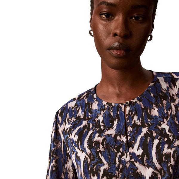 Womens Calvin Klein Long Sleeve Keyhole Neck Satin Blouse