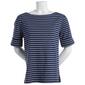 Plus Size Hasting & Smith Elbow Sleeve Stripe Boat Neck Top - image 1