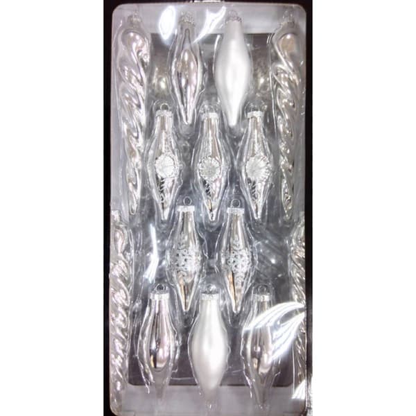 Northlight Seasonal 36-Piece Silver Asymmetrical Ornament Set - image 