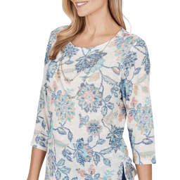 Womens Alfred Dunner Ann Arbor 3/4 Sleeve Floral Blouse