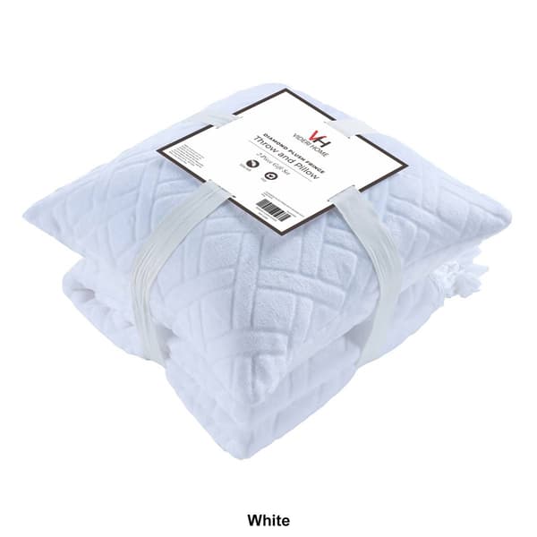Videri Home Diamond Fringe Plush Throw & Pillow Gift Set