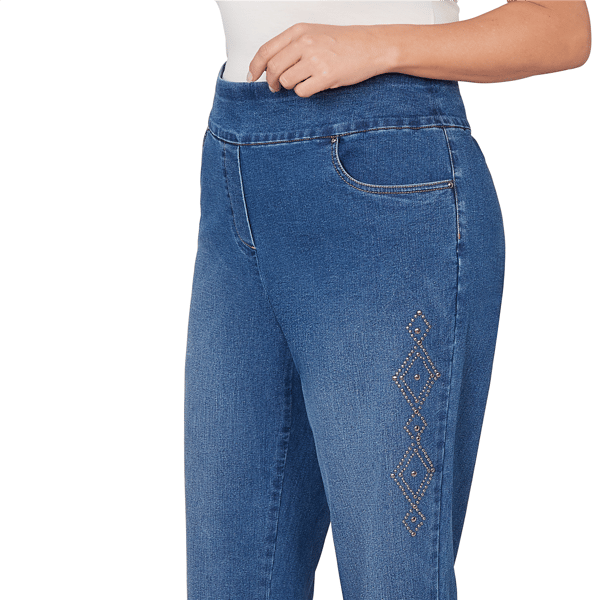Plus Size Alfred Dunner Austin Stud Denim Pants - Short Length