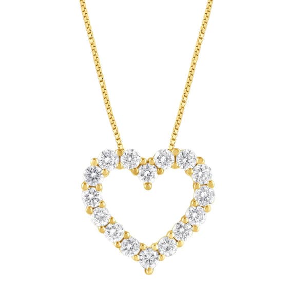 Diamond Classics&#40;tm&#41; 14kt. Gold 1ctw. Diamond Heart Pendant Necklace - image 