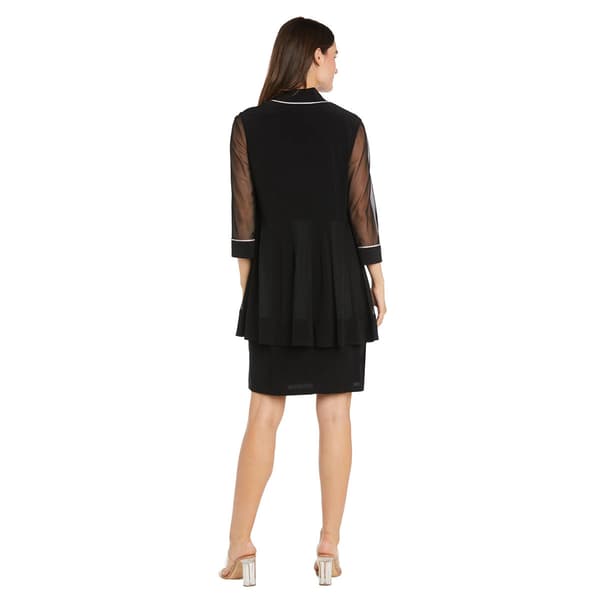 R M Richards Women s 2pc. Rhinestone Trim Sheath Dress Open Front Jacket Black Size 6