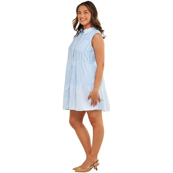 Petite da-sh Sleeveless Mixed Stripe Babydoll Tier Shirtdress