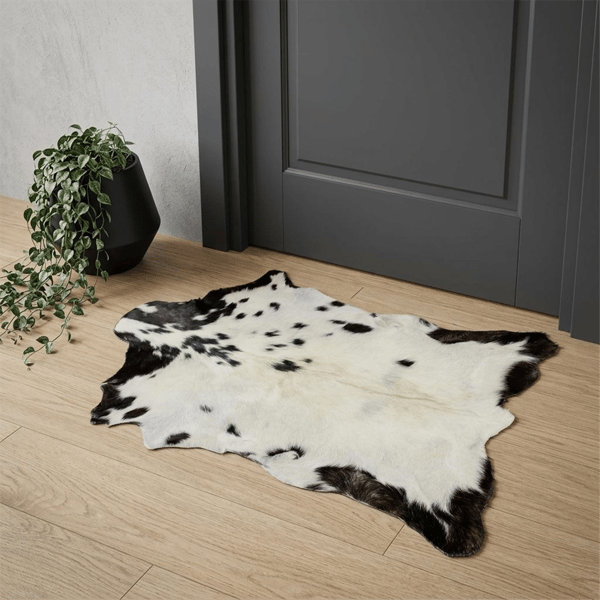 HomeRoots Black & White Cowhide Cowhide Hand Woven Accent Rug - image 