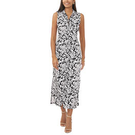 Womens MSK Sleeveless Print Half Zip Neck Maxi Dress