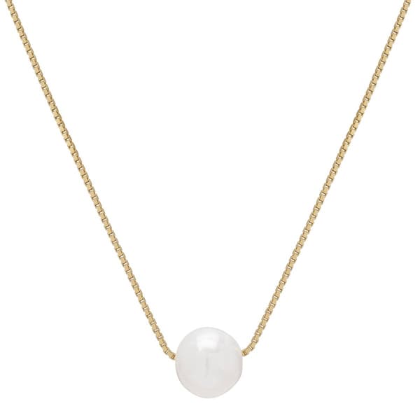 14kt. Gold over Sterling Silver Pearl Necklace - image 