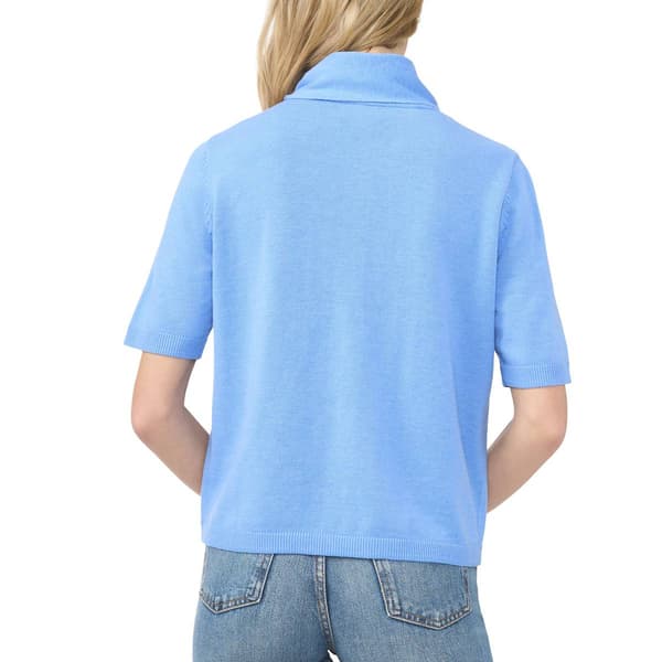 Womens Cece Short Sleeve Ascot Tie Neck Button Front Cardigan