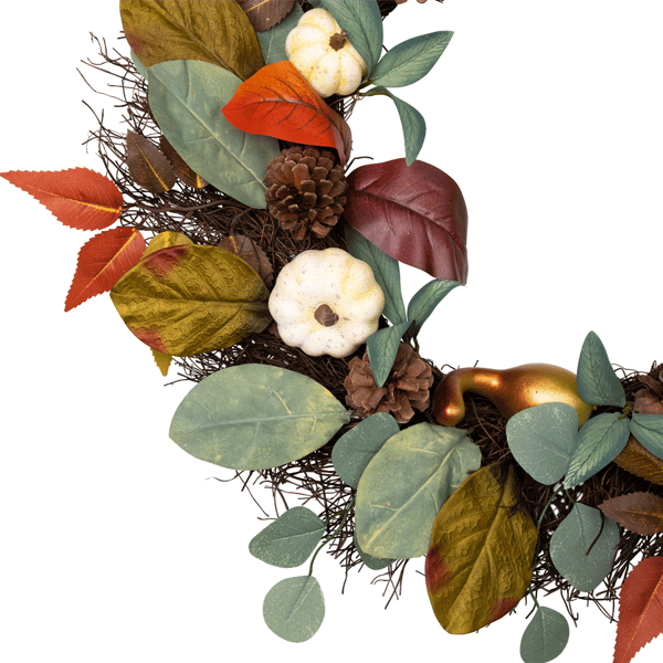 Northlight 24in. Pumpkin Pinecone &amp; Gourd Fall Harvest Wreath