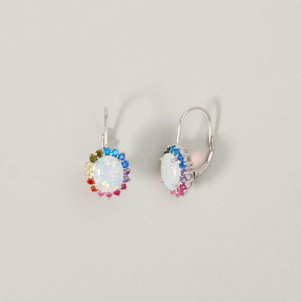 Splendere Rainbow Created Opal & Cubic Zirconia Earrings - image 