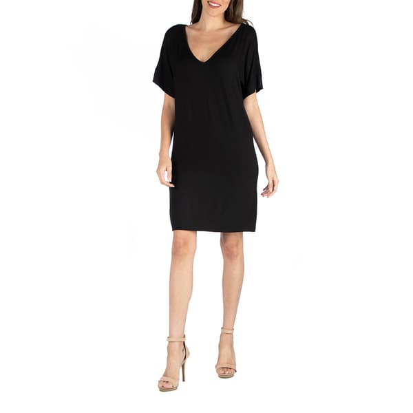 Womens 24/7 Comfort Apparel V-Neck Loose T-Shirt Dress - image 