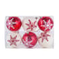 National Tree 6pc. Red & White Snowflake Shatterproof Ornaments - image 7