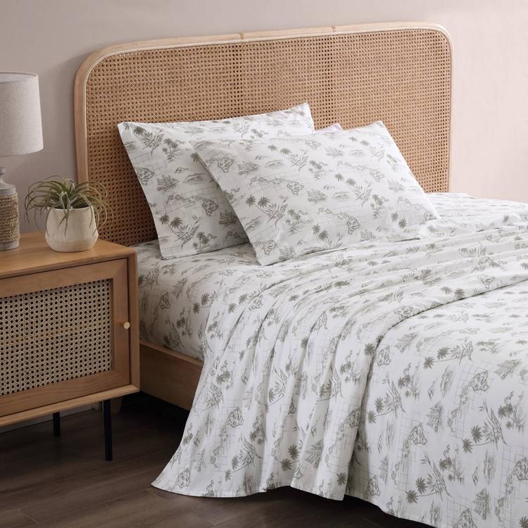 Tommy Bahama Vintage Map 200TC 4pc. Cotton Percale Sheet Set