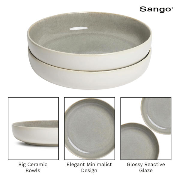 Sango Resona Moss/Cream Large Ceramic Serving Bowl - Set of 2