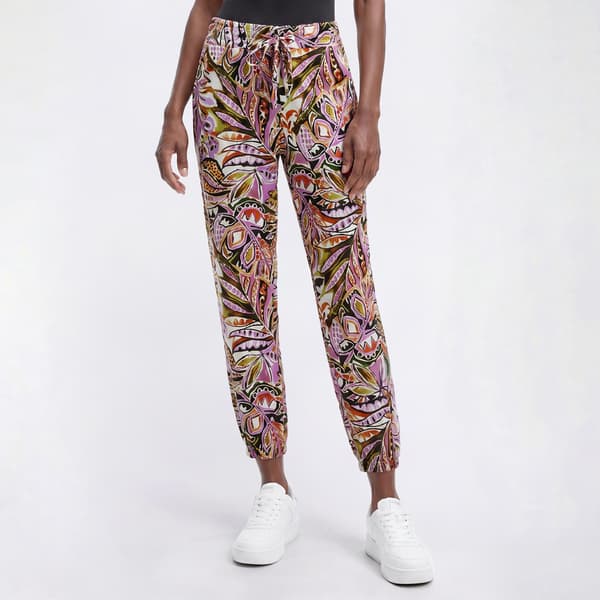 Petite Robert Louis Pull On Tie Waist Tropical Silky Knit Jogger - image 