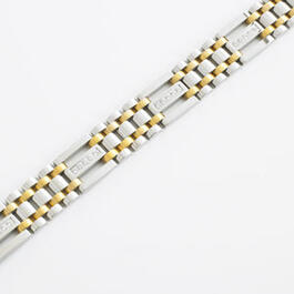 Mens Gentlemen's Classics&#40;tm&#41; Steel Two-Tone Zirconia Bracelet