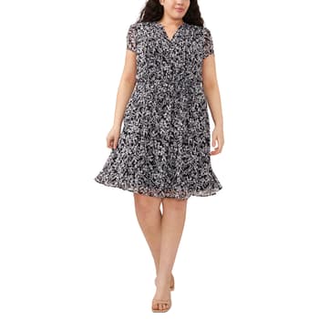 Plus Size MSK Short Sleeve Floral Pintuck Shift Dress - Boscov's