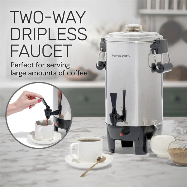 HomeCraft Quick-Brewing 1000-Watt Automatic 30-Cup Coffee Urn
