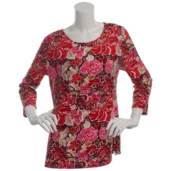 Womens Emily Daniels 3/4 Sleeve Tonal Flora Scoop Neck Blouse - image 