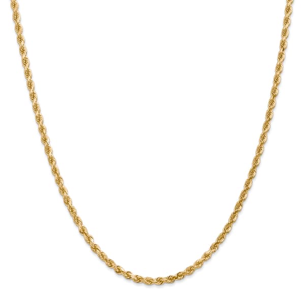 Gold Classics&#40;tm&#41; 3mm. 14k Diamond Cut Rope Chain Necklace - image 