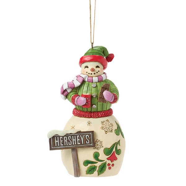 Jim Shore Snowman w/ Hershey Sign Christmas Ornament - image 