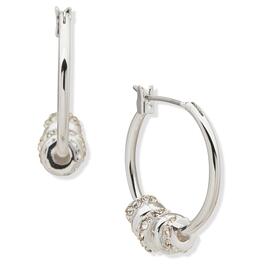 Nine West Silver-Tone Crystal Rondelle Click-Top Hoop Earrings