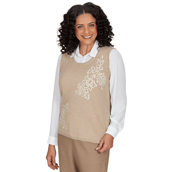 Womens Alfred Dunner Union Square Long Sleeve Two in One Blouse