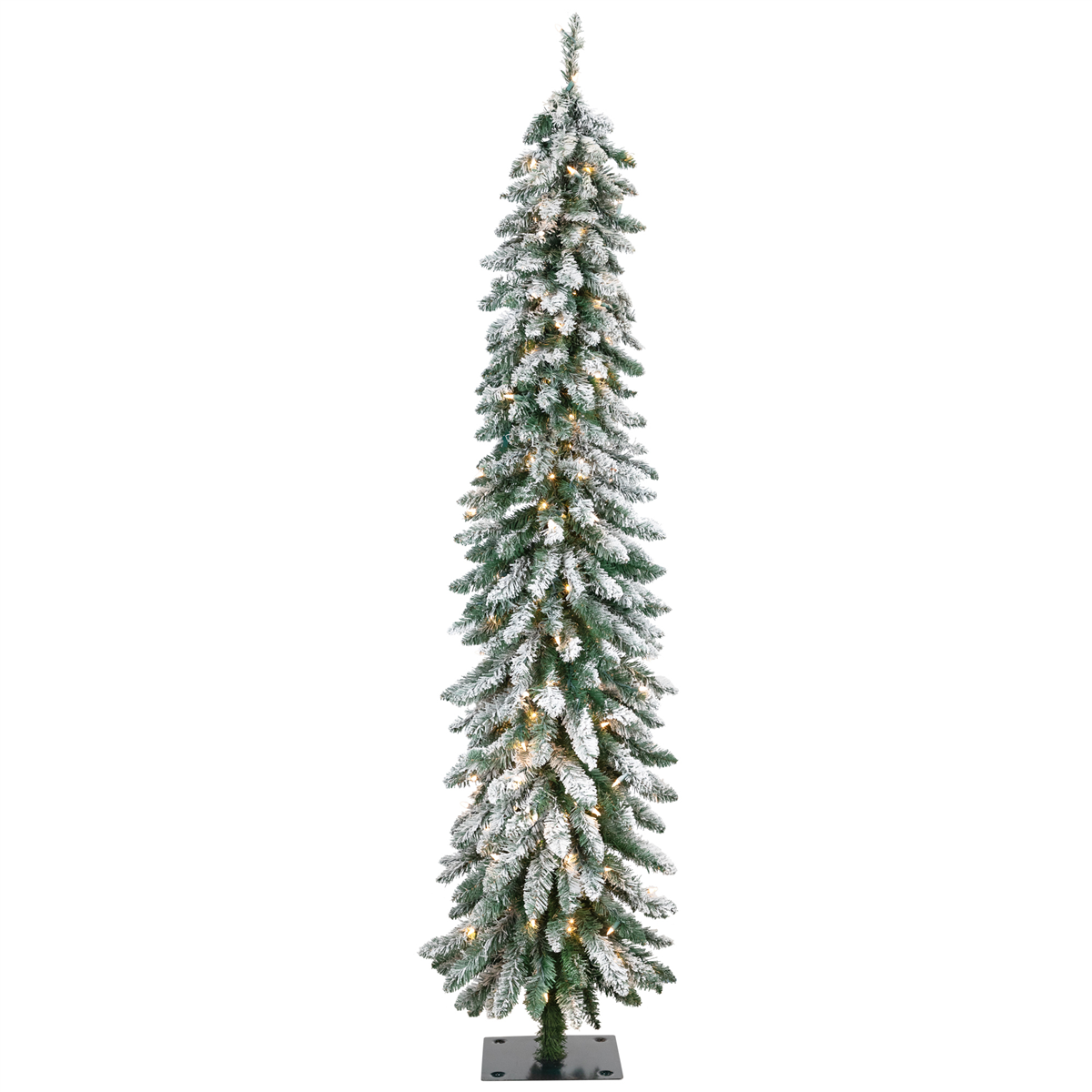 Northlight 6ft. Pre-Lit Pencil Flocked Alpine Christmas Tree