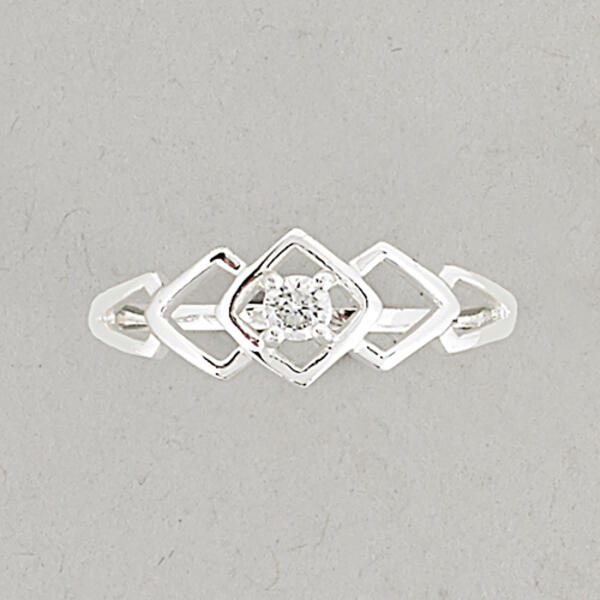 Marsala Sterling Silver Round Cubic Zirconia Ring - image 