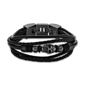 Mens Lynx Stainless Steel & Leather Skull Bracelet - image 1