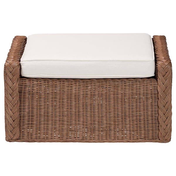 bali & pari Derris Bohemian Peanut Brown Braided Rattan Footstool